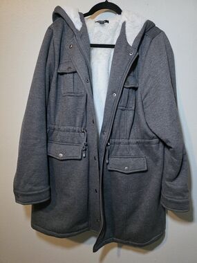 torrid Gray Hooded Faux-Fur Lined Anorak Jacket